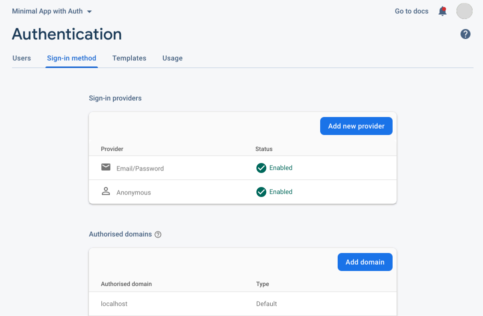 Authentication Sign-in Methods